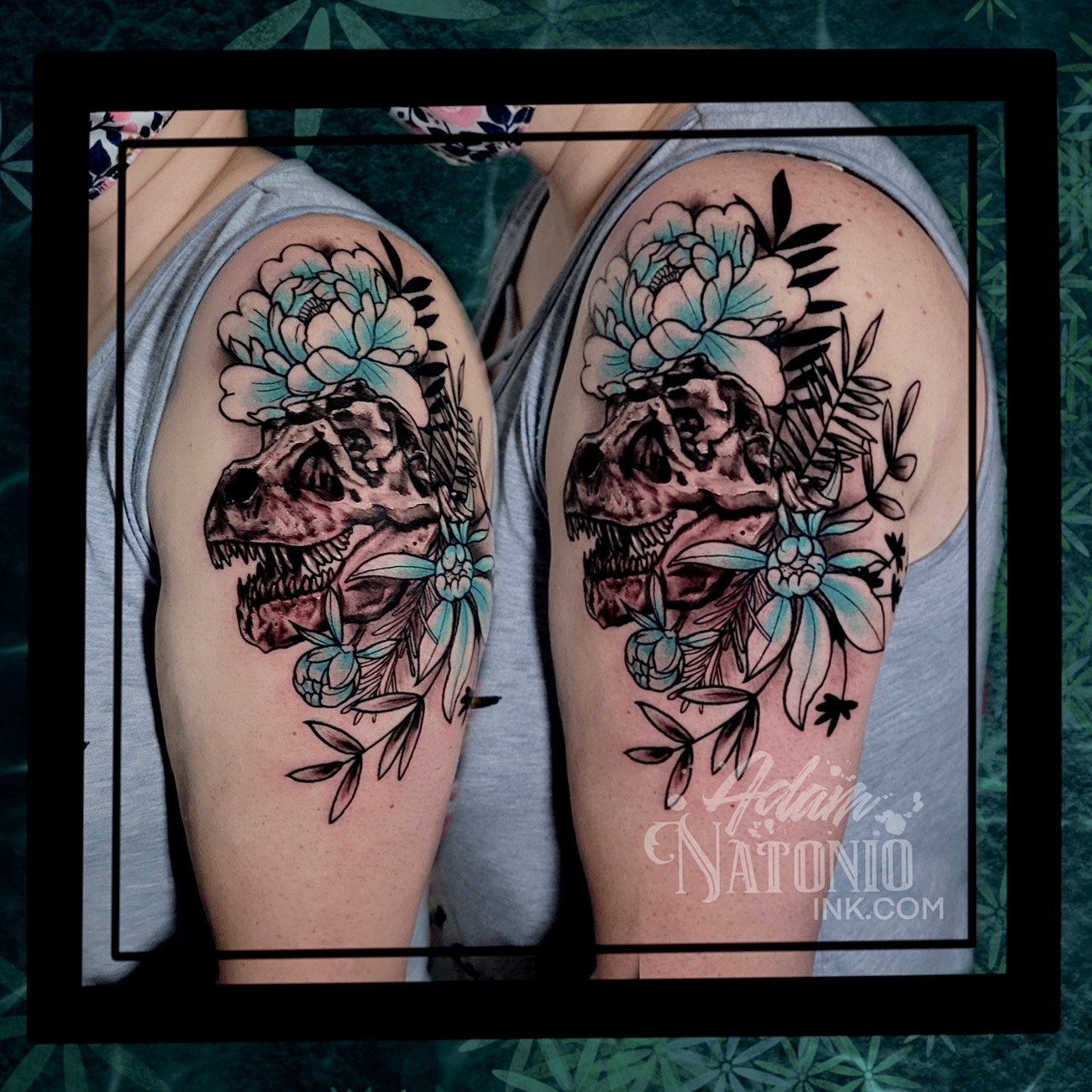 SKULL AND FLORAL ON THIGH INSTAGRAM MICHAELBALESART by Michael Bales  TattooNOW