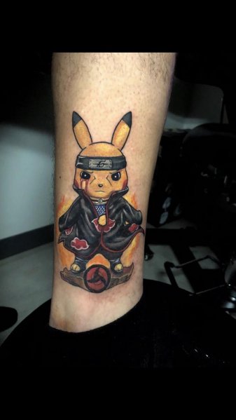 Tattoo uploaded by Yann • Get electrified with this blackwork illustrative  tattoo of Pikachu showing off its karate skills, by Yann. • Tattoodo