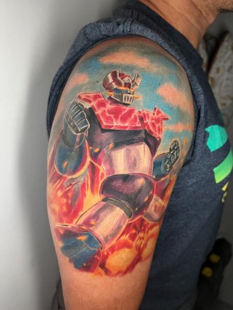 DEAD  Fun little Red Ranger helmet on a wrist tattoo
