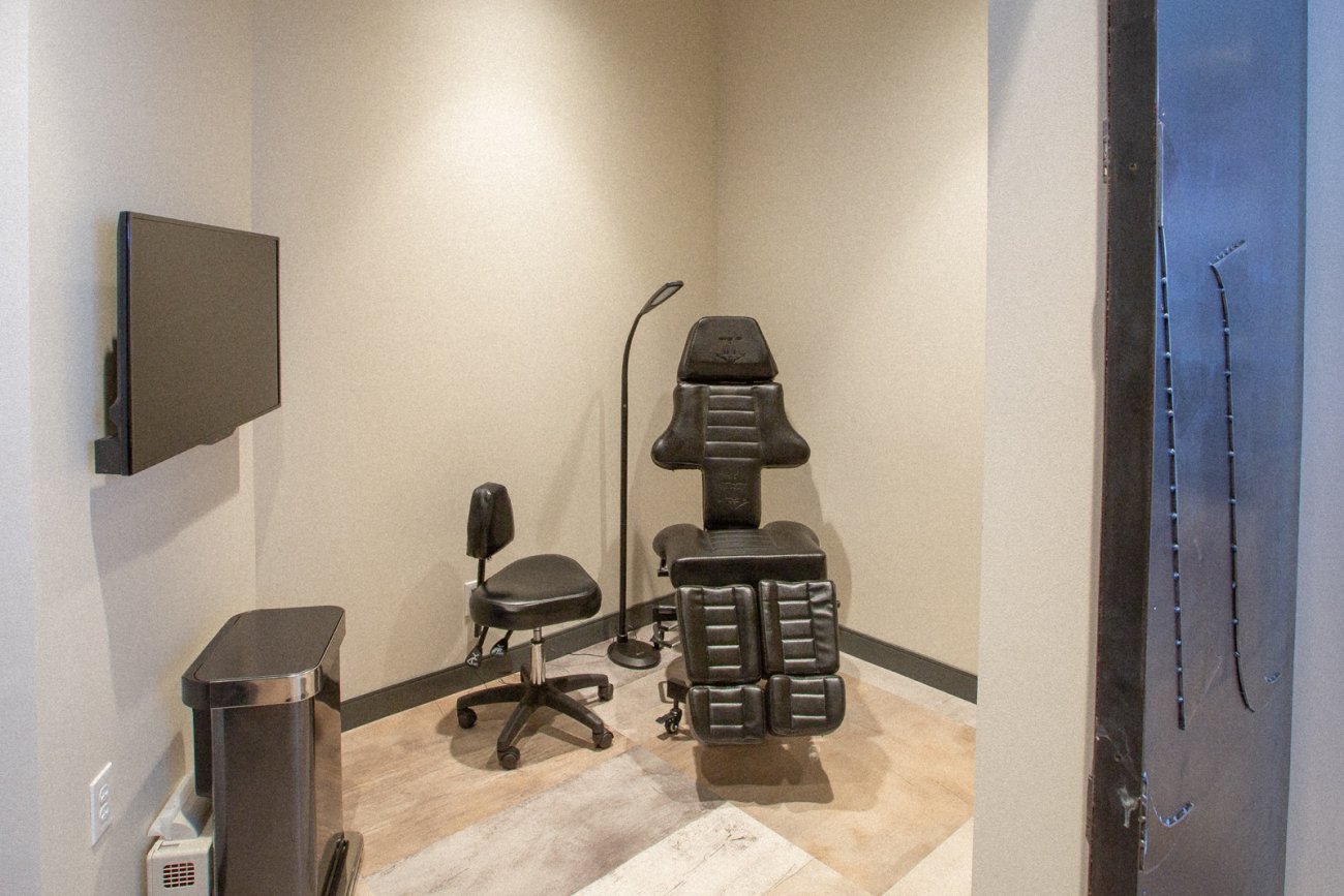 Our private tattoo station has everything needed for a comfortable tattoo experience Our private tattoo station has everything needed for a comfortable tattoo experience
