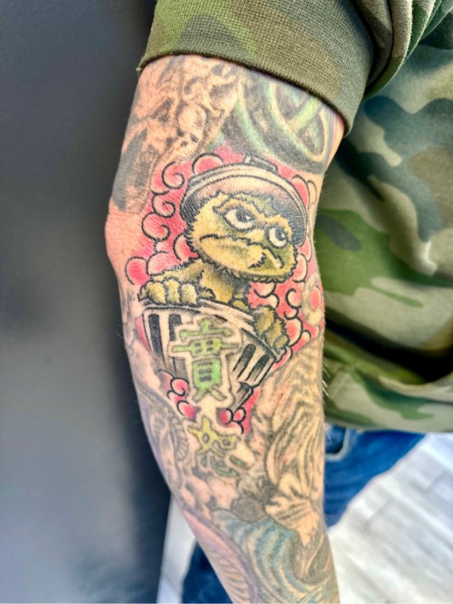 Oscar the Grouch tattoo by Mark Fernandez