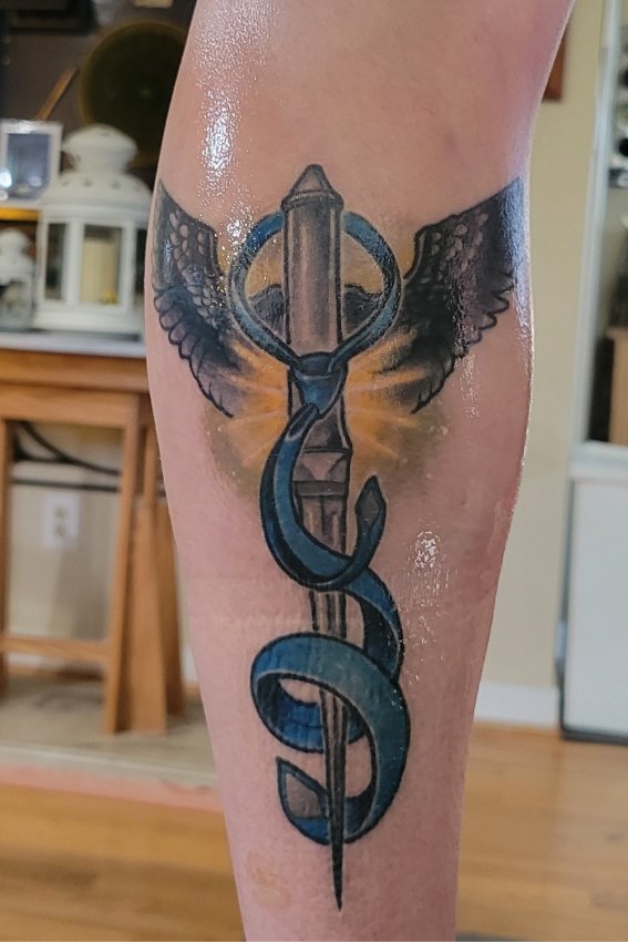 Glen's leg tattoo