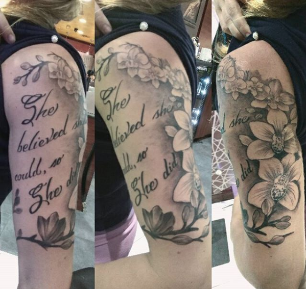 Black and Gray, Lettering and Script tattoo by JC